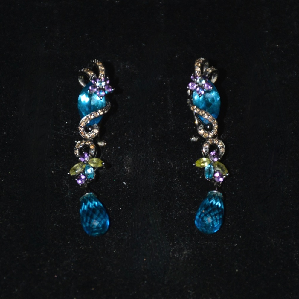 Le Vian Diamond and Topaz Earrings